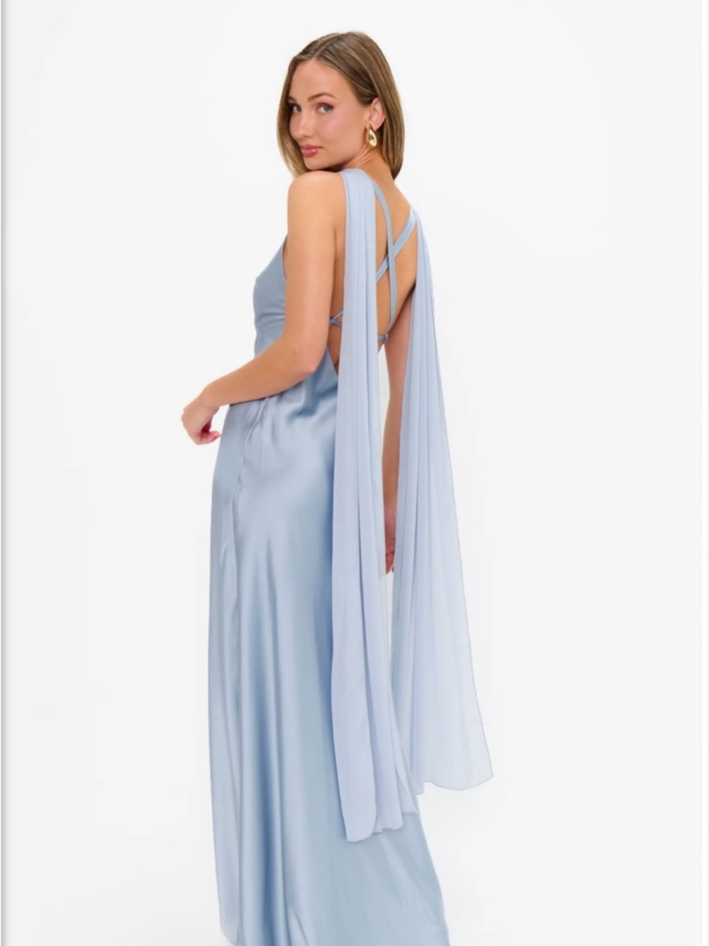 Soiree Shawl in Steel Blue Chiffon
